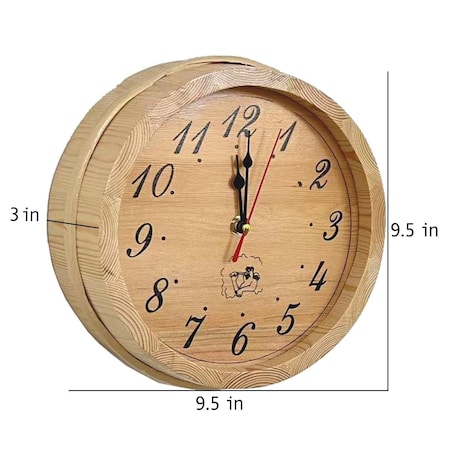 Continuum 9.5 in. Sauna Spa Finnish Analog Clock in Pine Wood Natural Wood CO3309836